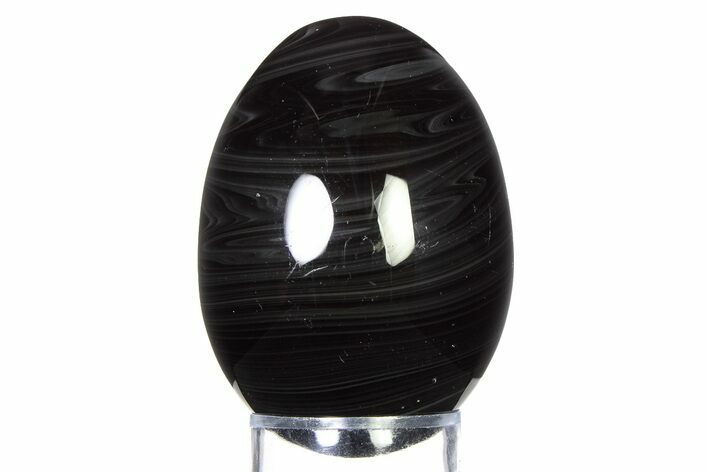 Polished Silver Sheen Obsidian Egg - Mexico #322362
